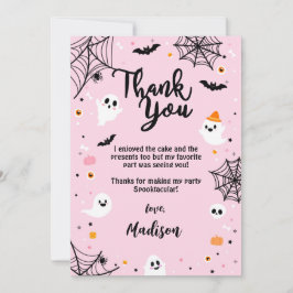 Tarjeta De Agradecimiento Pink Halloween Cute Ghost