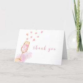 Tarjeta De Agradecimiento Pink Heart Champagne Valentines Baby Shower