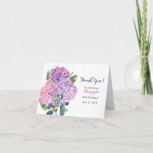 Tarjeta De Agradecimiento Pink Hydrangea Floral 80 cumpleaños Gracias