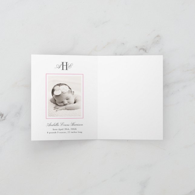 Tarjeta De Agradecimiento Pink Hydrangea Flower Baby Shower Baby Photo (Interior)