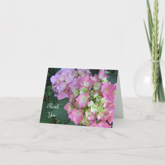Tarjeta De Agradecimiento Pink Hydrangeas Gracias (Anverso)