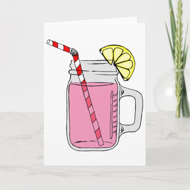 Tarjeta De Agradecimiento Pink Lemonade Mason Jar (Anverso)