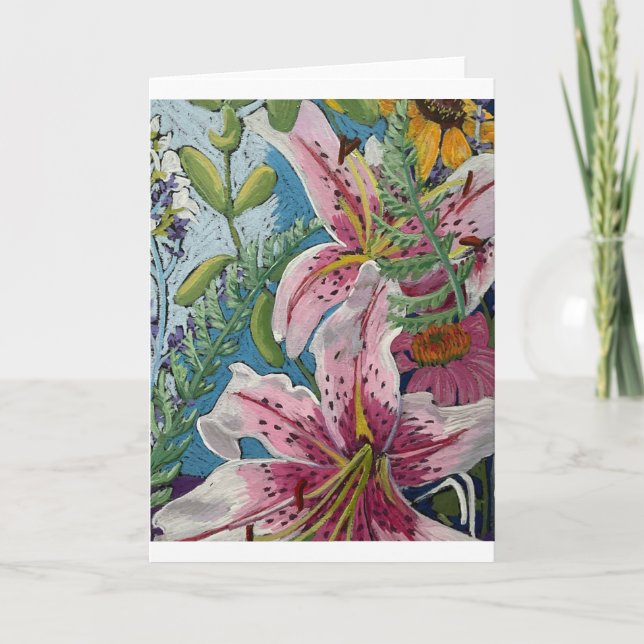 Tarjeta De Agradecimiento Pink Lilly notecards (Anverso)