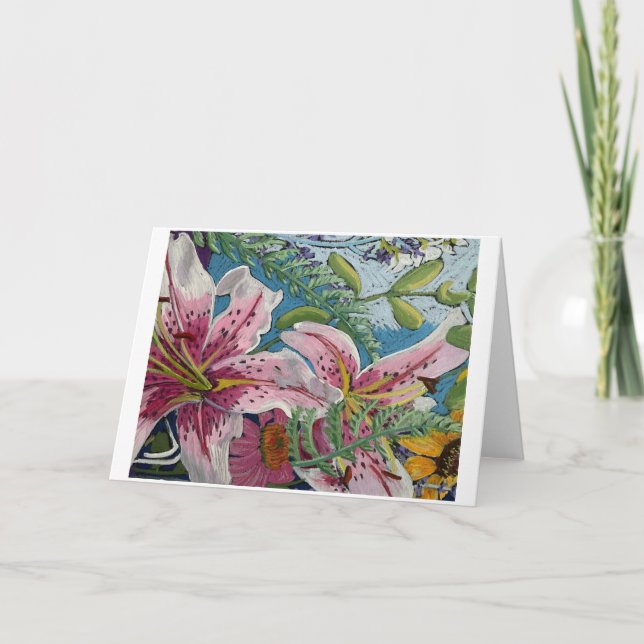 Tarjeta De Agradecimiento Pink Lilly notecards (Anverso)