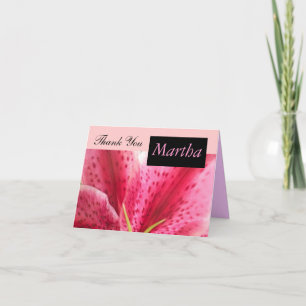 Tarjeta de agradecimiento Pink Lily con nombre