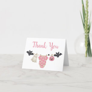Tarjeta De Agradecimiento Pink Little Boo Clothesline Baby Shower