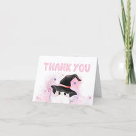 Tarjeta De Agradecimiento Pink Little Boo Ghost Witch Baby Shower