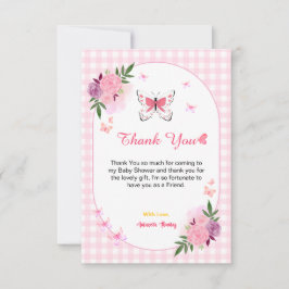Tarjeta De Agradecimiento Pink Little Butterfly Baby Shower Thank You Cards 