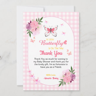 Tarjeta De Agradecimiento Pink Little Butterfly Baby Shower Thank You Cards