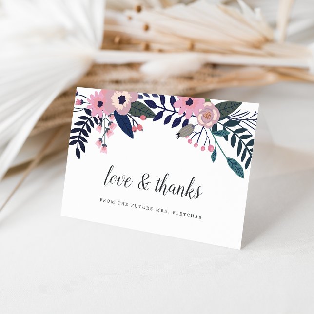 Tarjeta De Agradecimiento Pink Meadow | Elegante Floral Gracias (Subido por el creador)