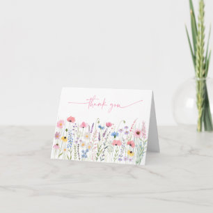 Tarjeta De Agradecimiento Pink Meadow Wildflowers Baby Shower Gracias