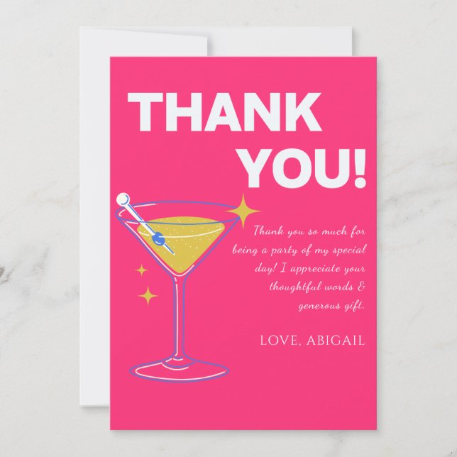 Tarjeta De Agradecimiento Pink Minimalist 30th Birthday Thank You Cards    (Anverso)