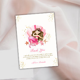 Tarjeta De Agradecimiento Pink Ocean Mermaid Ocean Starfish Baby Shower