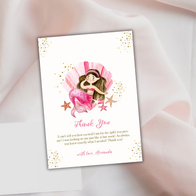 Tarjeta De Agradecimiento Pink Ocean Mermaid Ocean Starfish Baby Shower (Pink Ocean Mermaid Ocean Starfish Baby Shower Thank You Card)