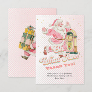 Tarjeta De Agradecimiento Pink Oh Qué Fun-Retro Groovy Santa Claus Cumpleaño
