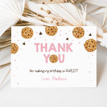 Tarjeta De Agradecimiento Pink One Sweet Cookie Birthday Gracias<br><div class="desc">Esta adorable tarjeta de agradecimiento de cumpleaños incluye galletas acuáticas pintadas a mano.</div>