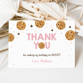 Tarjeta De Agradecimiento Pink One Sweet Cookie Birthday Gracias