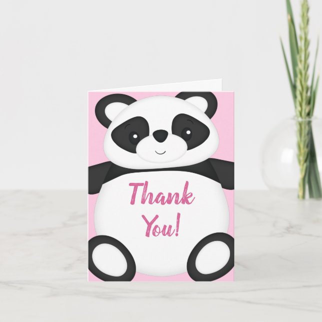 Tarjeta De Agradecimiento Pink Panda Bear Baby Shower (Anverso)