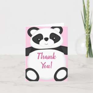 Tarjeta De Agradecimiento Pink Panda Bear Baby Shower