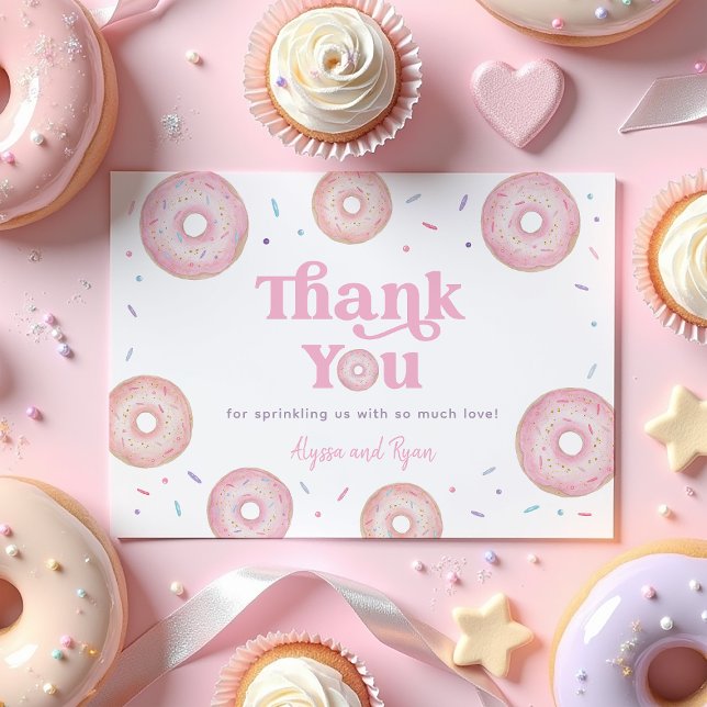 Tarjeta De Agradecimiento Pink Pastel Donut Baby Sprinkle (Subido por el creador)