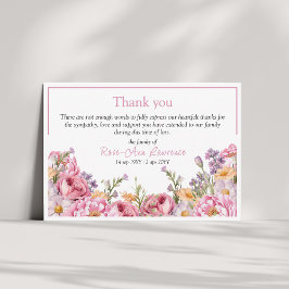 Tarjeta De Agradecimiento Pink peonies floral frame funeral