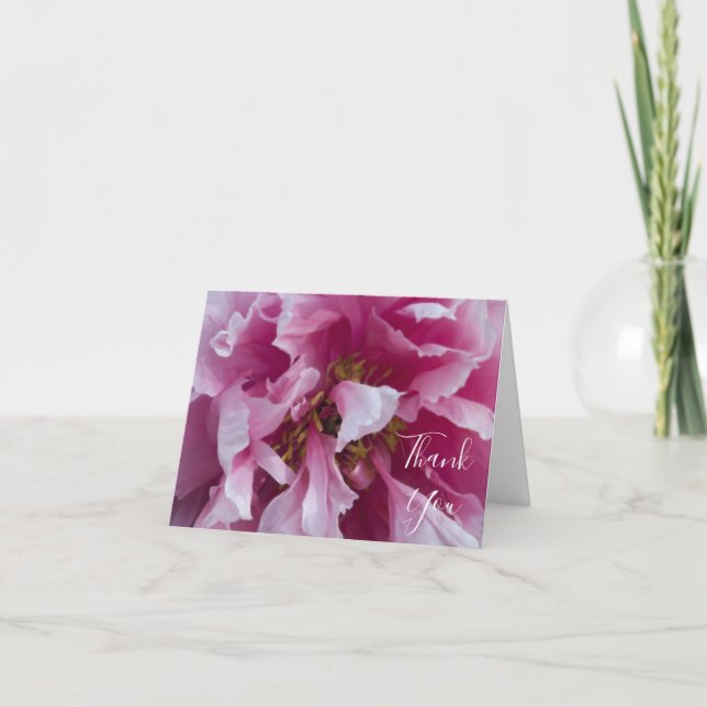 Tarjeta De Agradecimiento Pink Peony Flower Gracias (Anverso)