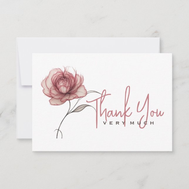 Tarjeta De Agradecimiento Pink peony Muchas gracias (Anverso)