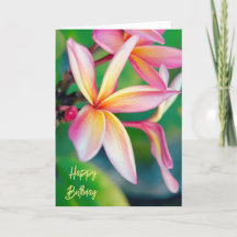 Pink Plumeria Happy Birday Card