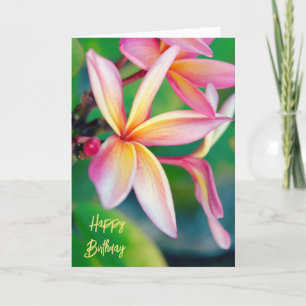 Tarjeta De Agradecimiento Pink Plumeria Happy Birday Card