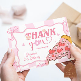 Tarjeta De Agradecimiento Pink Preppy Girl Pizza Thank You Card