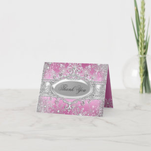 Tarjeta de agradecimiento Pink Princess Winter Won