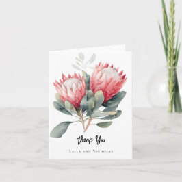 Tarjeta De Agradecimiento PInk Protea gracias boda