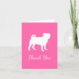 Tarjeta De Agradecimiento Pink Pug Silhouette Puppy Baby Shower