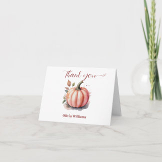 Tarjeta De Agradecimiento Pink Pumpkin Watercolor boho baby boy shower