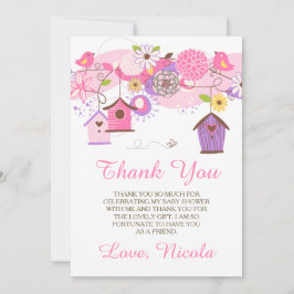 Tarjeta De Agradecimiento Pink & Purple Floral Baby Shower Thank You Card