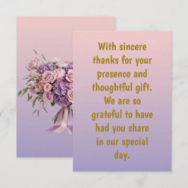 Tarjeta De Agradecimiento Pink Purple Gold Wedding Flat Thank You Cards
