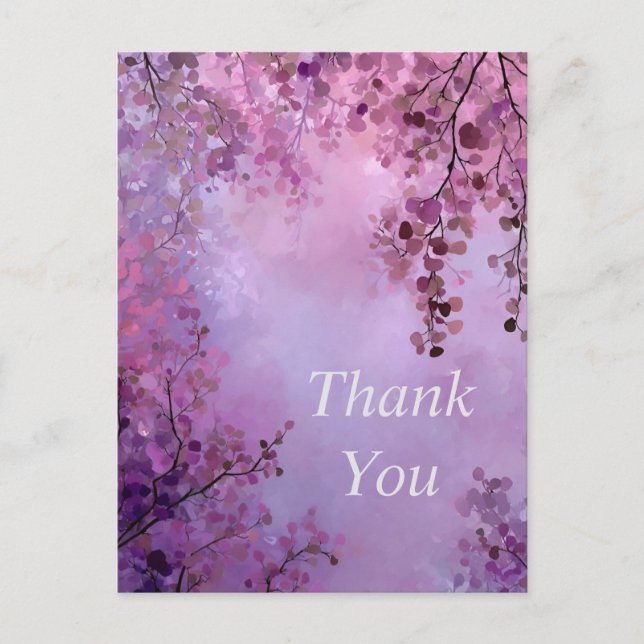 Tarjeta de agradecimiento Pink & Purple Letras Lig (Anverso)