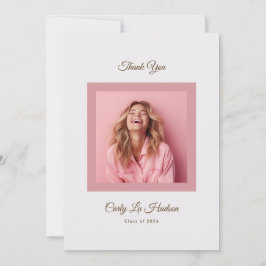 Tarjeta De Agradecimiento Pink Purple Minimal High School Photo Grad