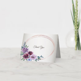 Tarjeta De Agradecimiento Pink Red Floral Geometric Watercolor Wedding Party