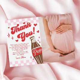 Tarjeta De Agradecimiento Pink Red She's Ready to Pop Baby Shower Photo