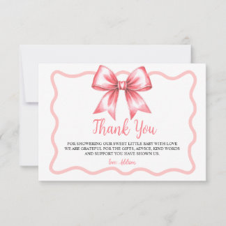 Tarjeta De Agradecimiento Pink Ribbon Baby Shower Thank You Card