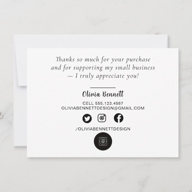 Tarjeta De Agradecimiento Pink Script Business Thank You Note Card (Reverso)