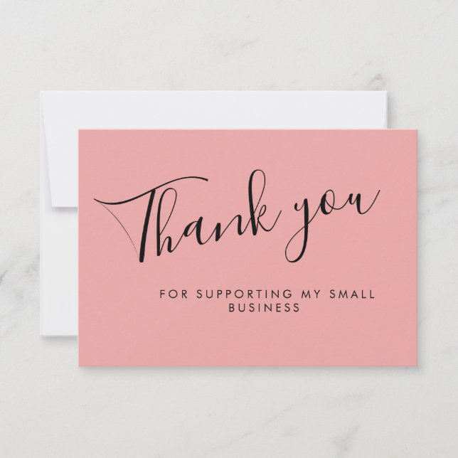 Tarjeta De Agradecimiento Pink Script Thank You Card Discount Review Busines (Anverso)