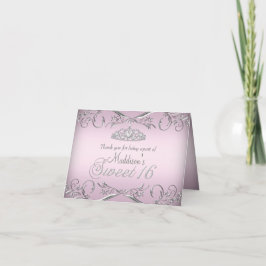 Tarjeta de agradecimiento Pink & Silver Tiara Swee
