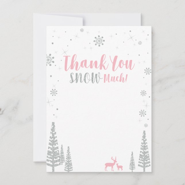 Tarjeta de agradecimiento Pink & Silver Winter Won (Anverso)