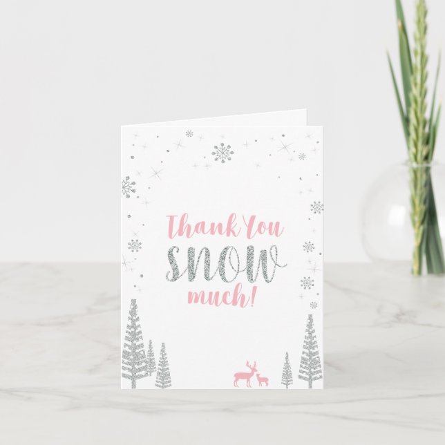 Tarjeta de agradecimiento Pink & Silver Winter Won (Anverso)
