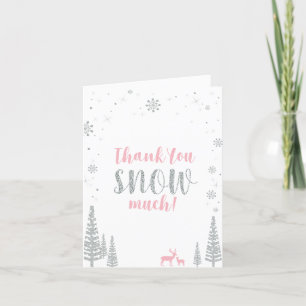Tarjeta de agradecimiento Pink & Silver Winter Won