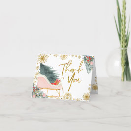 Tarjeta De Agradecimiento Pink Sleigh Baby Shower Pequeño paquete de alegría