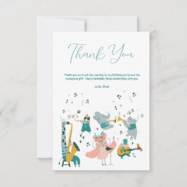 Tarjeta De Agradecimiento Pink Songbird con la Banda Animal Cumpleaños