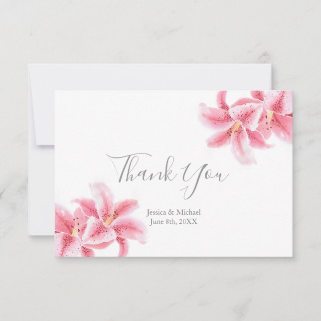 Tarjeta De Agradecimiento Pink Stargazer Lilies (Anverso)